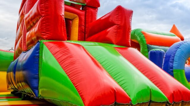 Single Location 19 Big, inflatable slide in playground