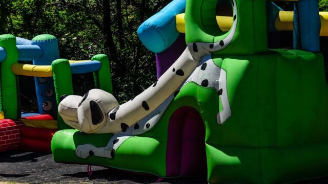 Inflatable colorful house on a street fair