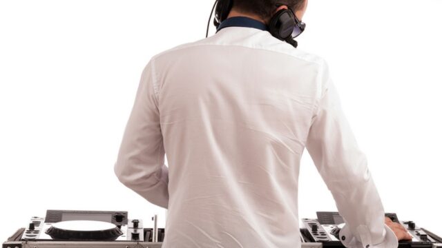Single Location 62 man deejay back against white background